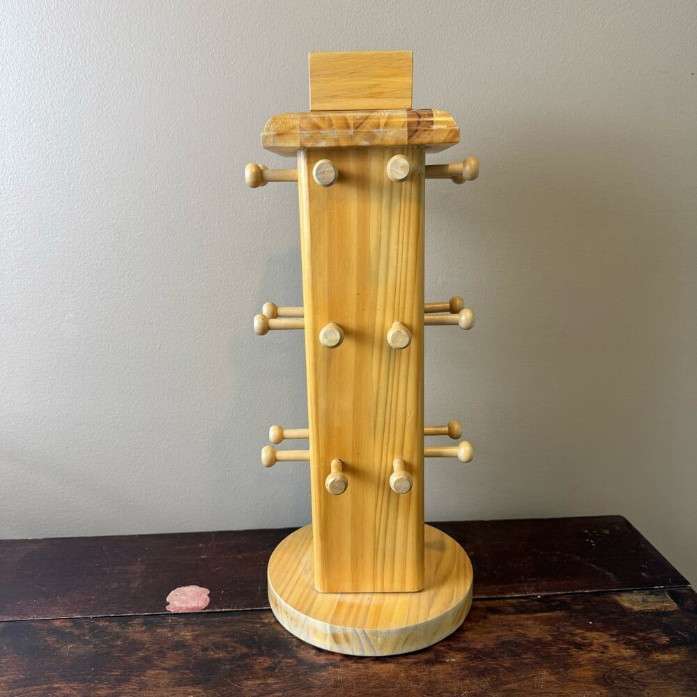18" Wooden Rotating Store Display Rack with Space to put small‎ advertising Sign